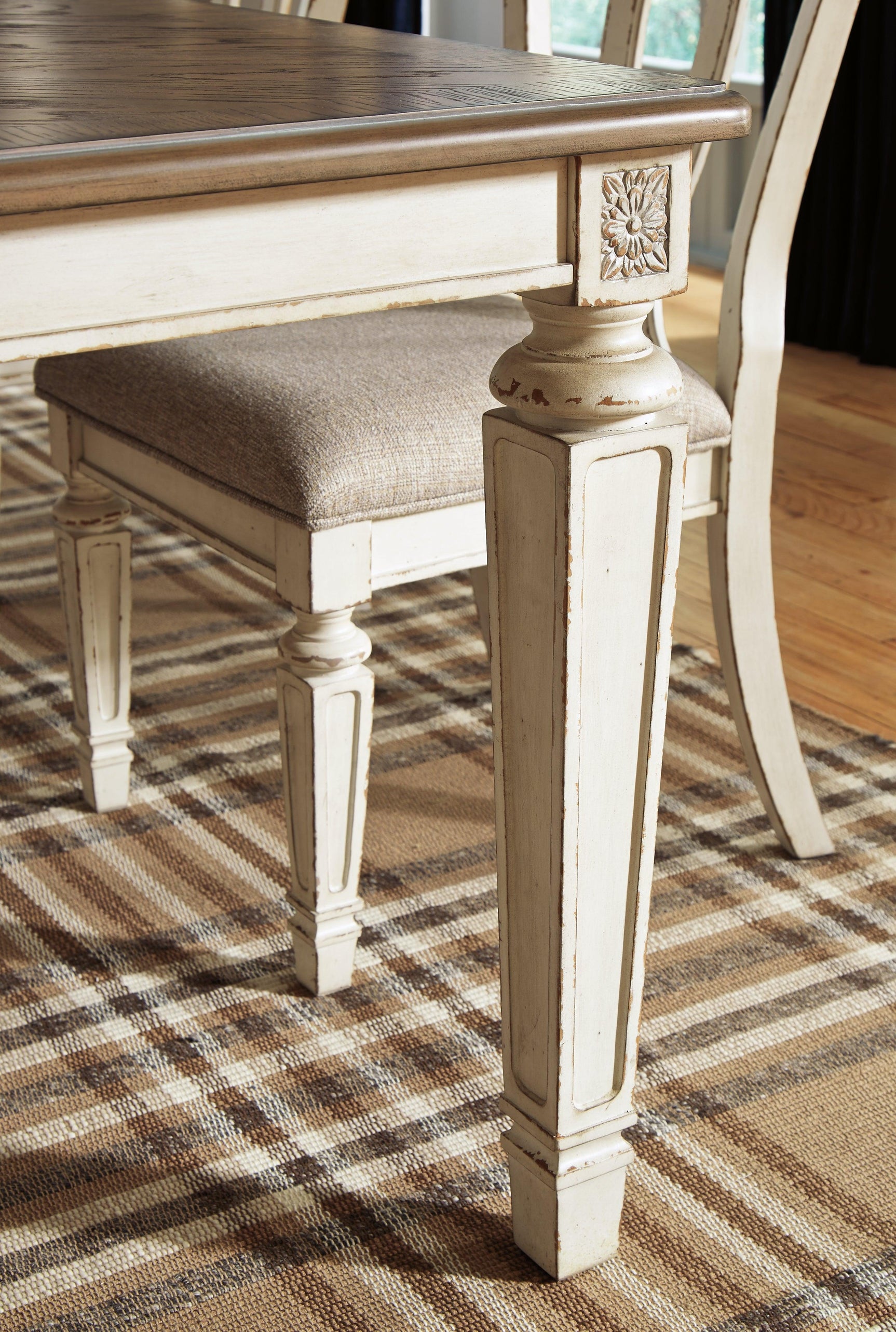 Realyn Chipped White Dining Extension Table D743-45 - Ella Furniture