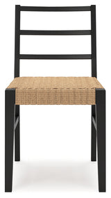 Close-up of woven synthetic rattan seat on Isanti chair
