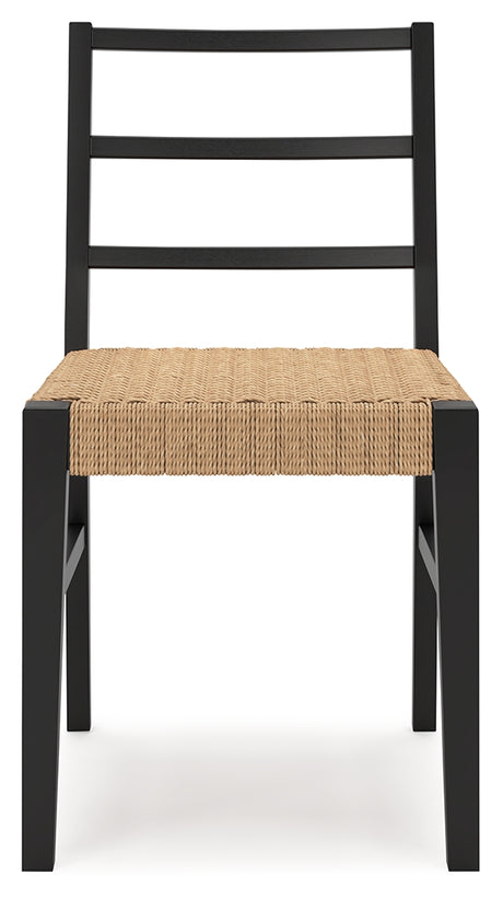 Close-up of woven synthetic rattan seat on Isanti chair