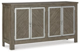 Krystanza Dining Server angled view showing metal framed doors
