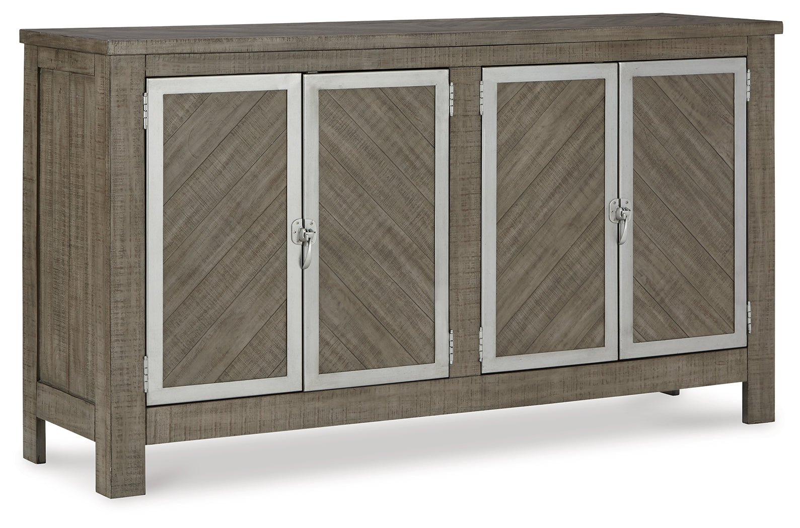 Krystanza Dining Server angled view showing metal framed doors