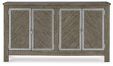 Head-on view of Krystanza Weathered Gray Dining Server