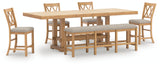 Havonplane brown counter height dining table with 4 barstools and bench