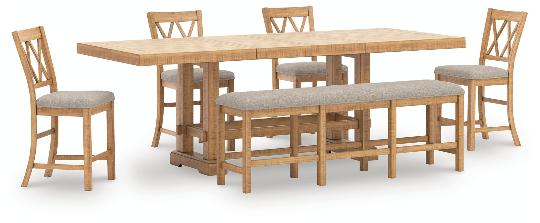 Havonplane brown counter height dining table with 4 barstools and bench