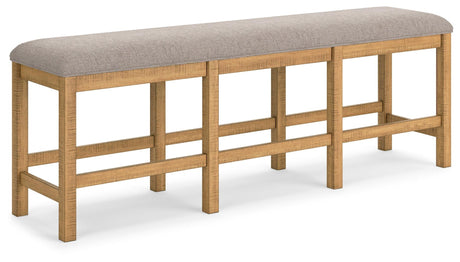 Havonplane 72 inch brown counter height dining bench angled side