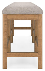 Havonplane 72 inch brown counter height dining bench close-up upholstery detail