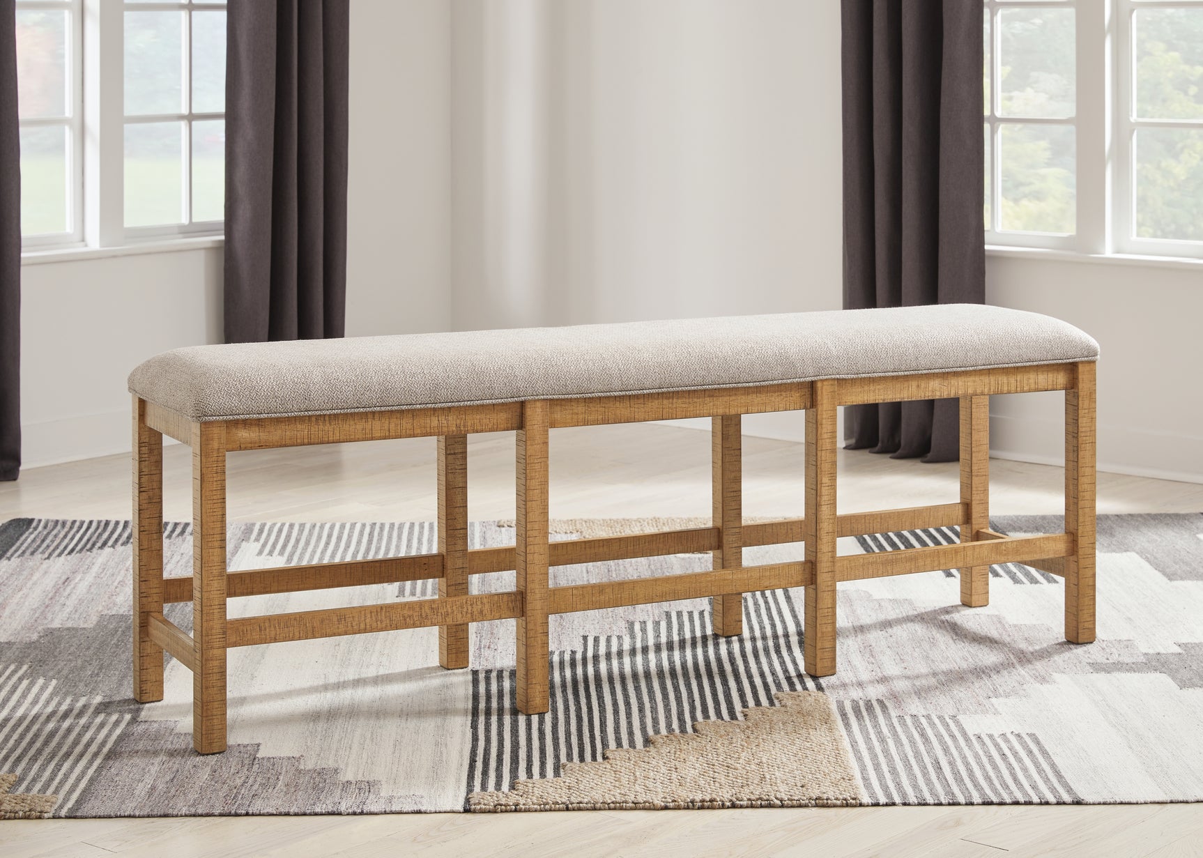Havonplane Brown Counter Height Dining Table and 4 Barstools and Bench with Storage