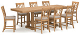 Side angle of brown counter height dining table
