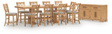 Side angle of Havonplane brown counter height dining table with barstools
