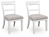 Side view of Greddinton white dining chair with foam cushioned seat