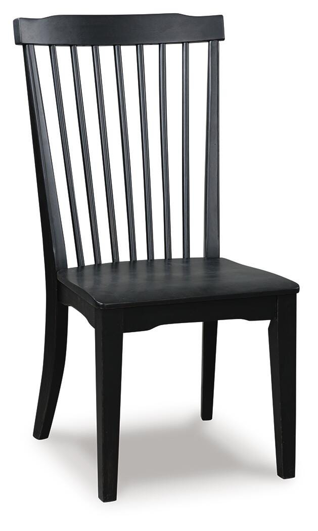 Greddinton black dining chair angled front view