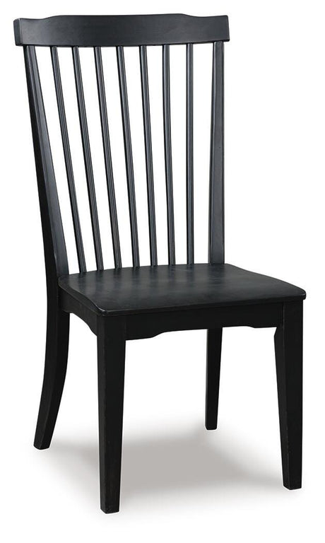 Greddinton black dining chair angled front view