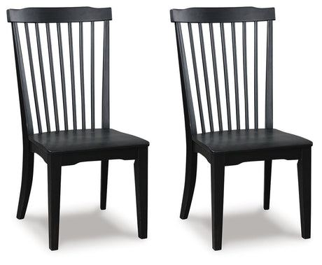 Greddinton black dining chair angled side view