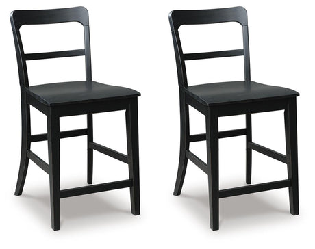 Greddinton black counter height barstool side view