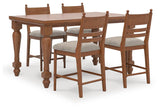 Brown farmhouse style dining table corner detail