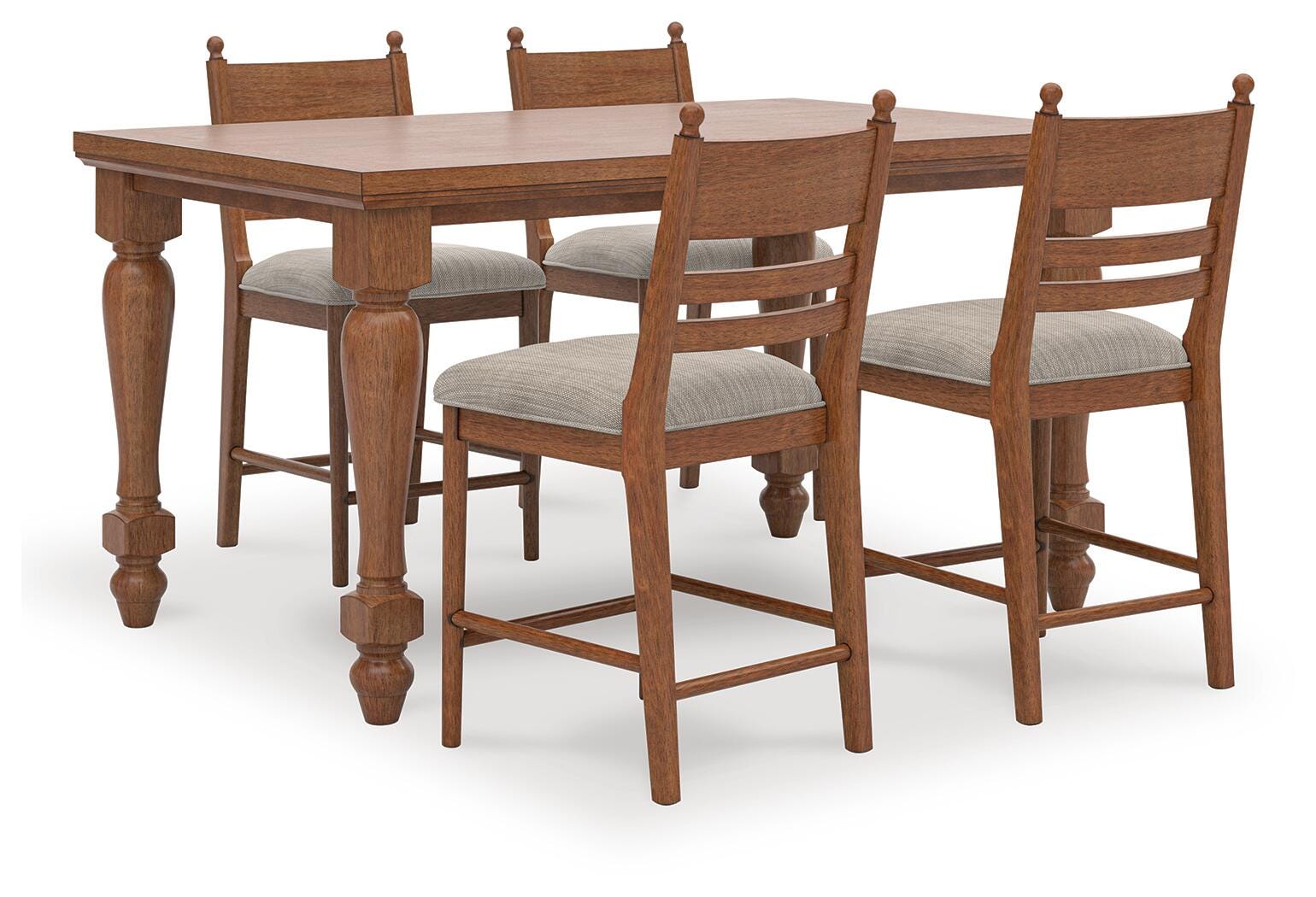 Brown farmhouse style dining table corner detail