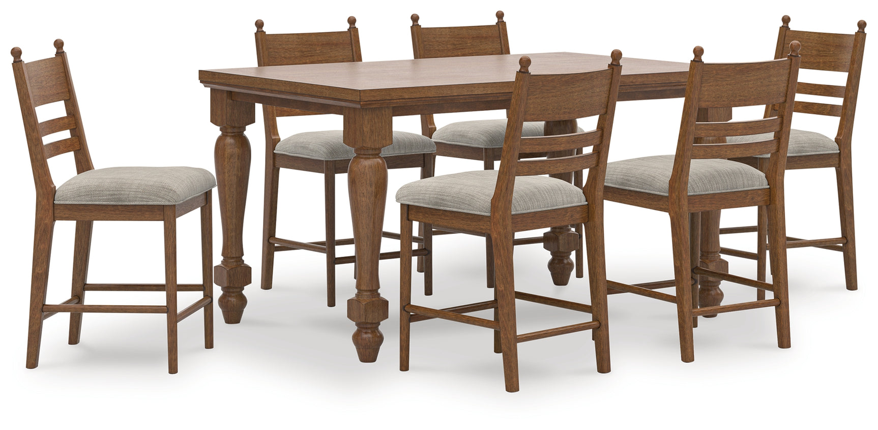 Side view of table and stools set