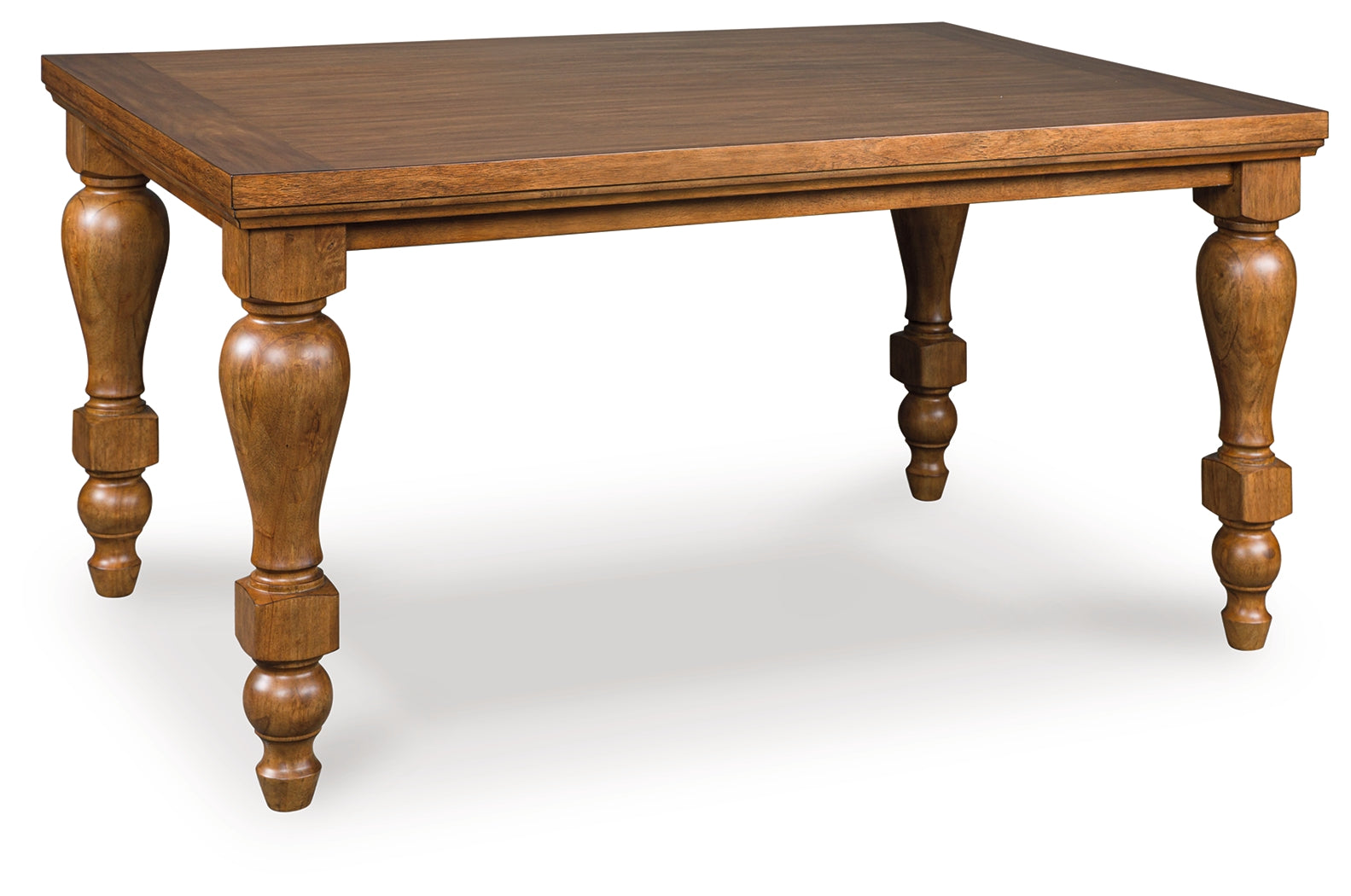 Greddinton counter height dining table, side angle showing turned legs