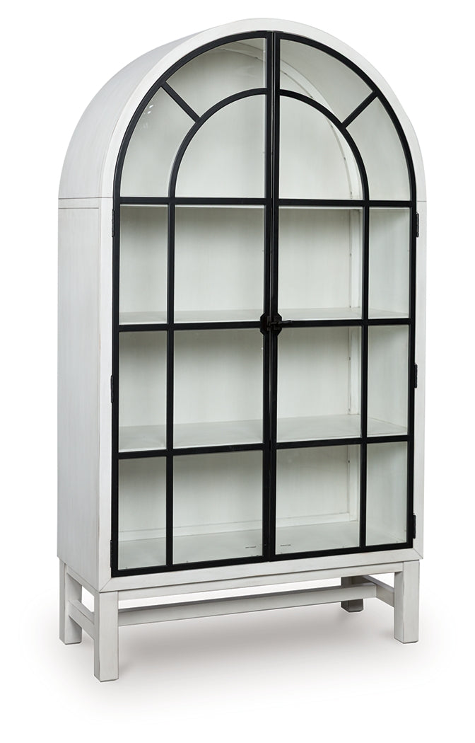 Greddinton White Display Cabinet angled closed doors view