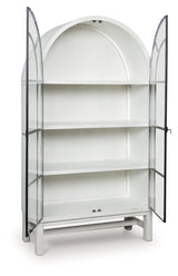 Greddinton White Display Cabinet angled open doors view