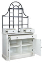Greddinton White Baker's Rack with open cabinets and drawers