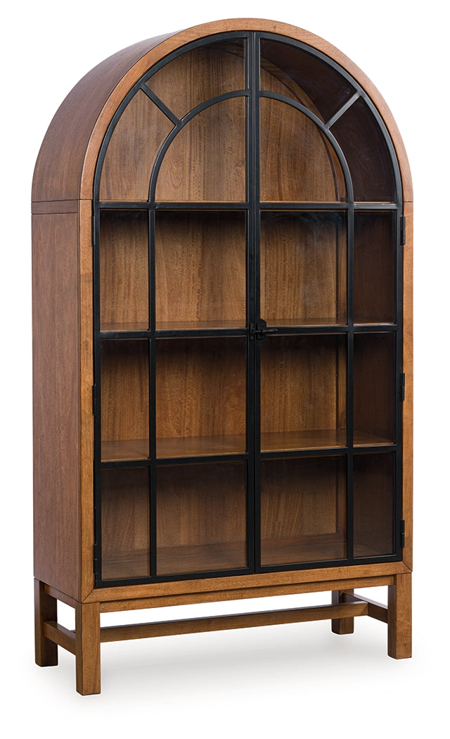 Greddinton display cabinet closed glass doors front angled view