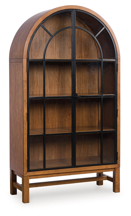 Greddinton display cabinet closed glass doors front angled view
