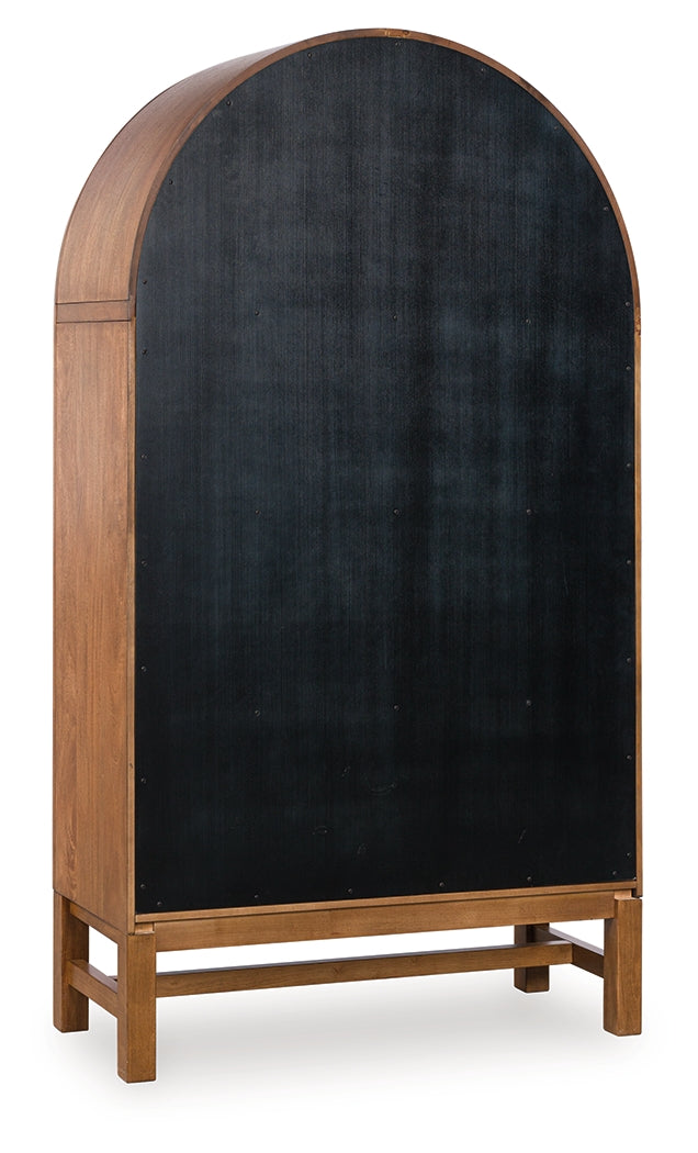 Back view of Greddinton brown black display cabinet