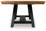 Dining table extended, overhead angled view
