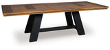 Dining table pulling apart to insert extension leaf
