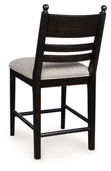 Greddinton black counter height barstool back angle