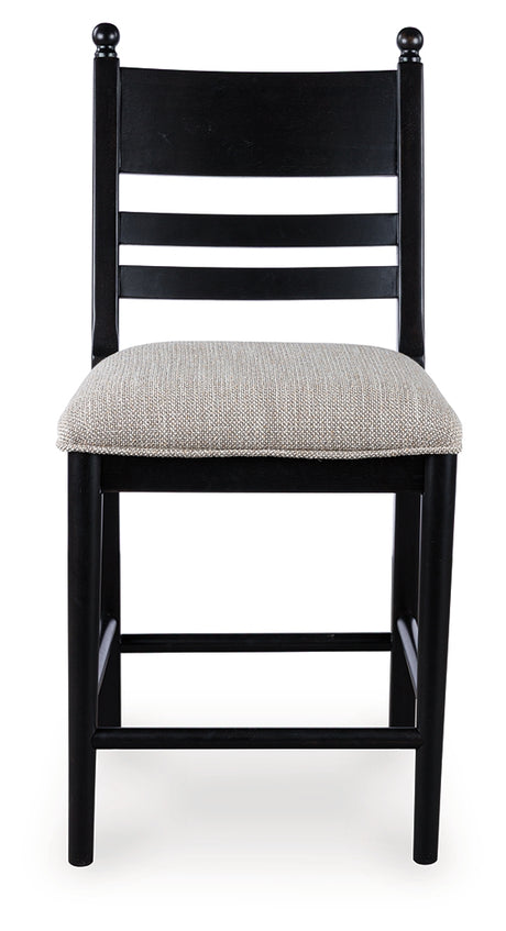 Greddinton black counter height barstool head-on alternate angle
