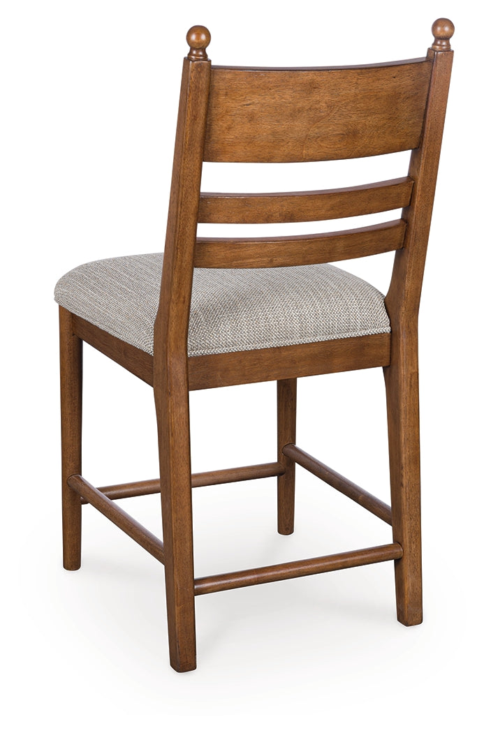 Back view of Greddinton brown ladderback barstool