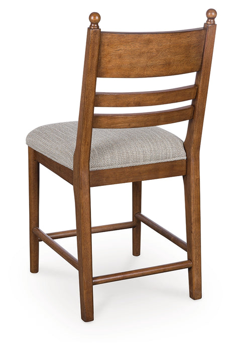 Back view of Greddinton brown ladderback barstool