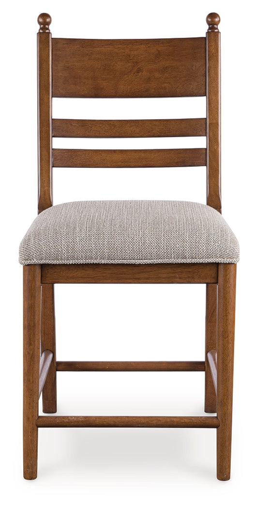 Greddinton brown counter height barstool front view