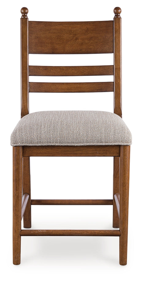 Greddinton brown counter height barstool front view