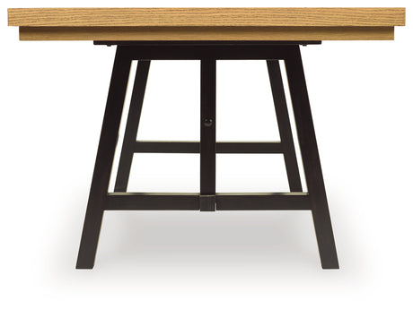 Galliden dining table close-up on trestle base side