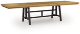 Galliden dining table with one leaf extended, angled side view