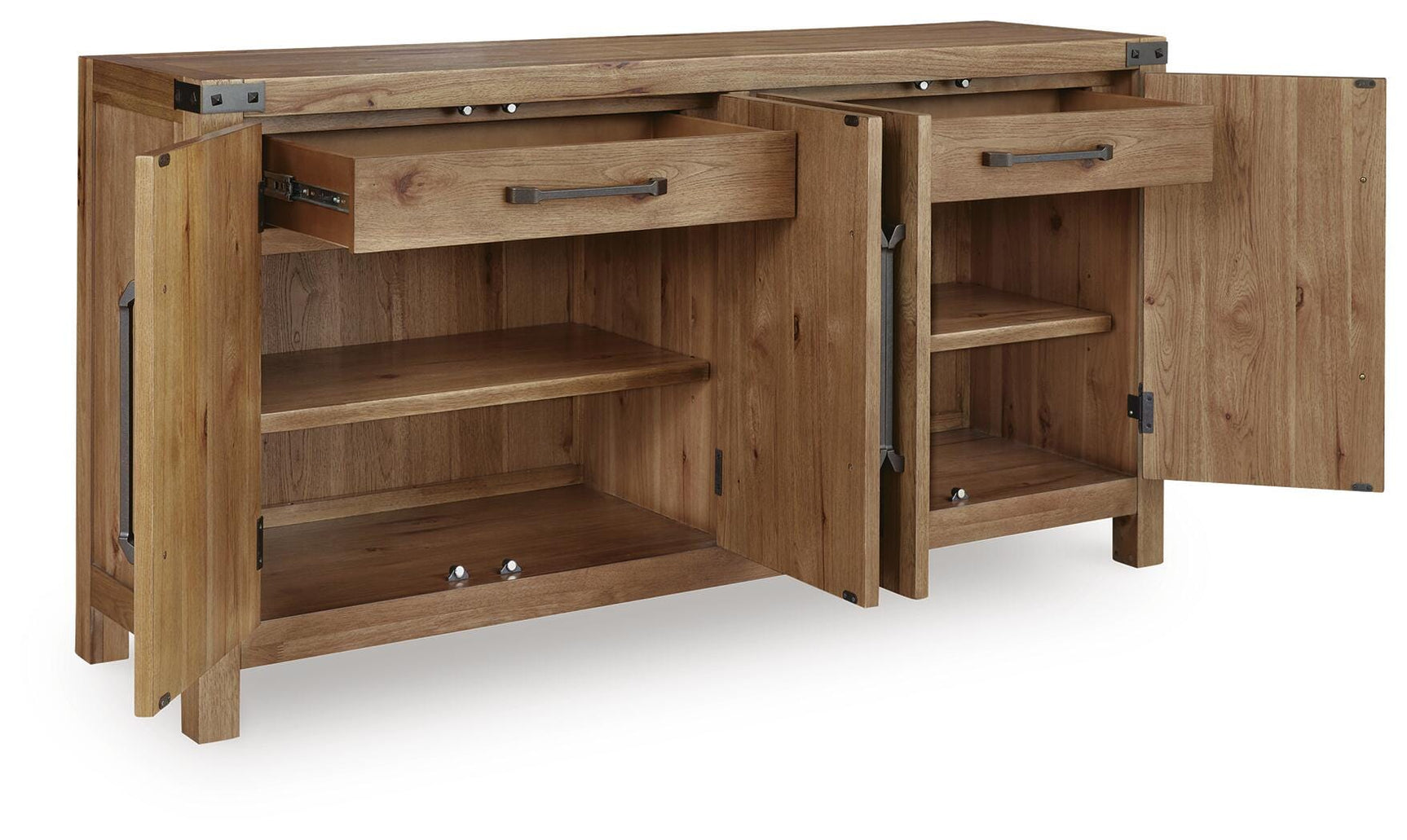 Ridgester Light Brown Dining Server angled view