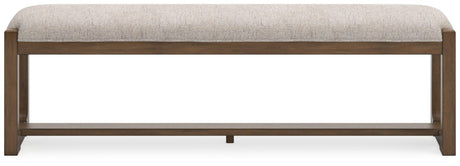 Back view of Cabalynn 63-inch dining bench with light brown wood finish