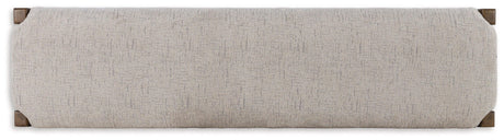 Cabalynn dining bench upholstery swatch showing oatmeal fabric color