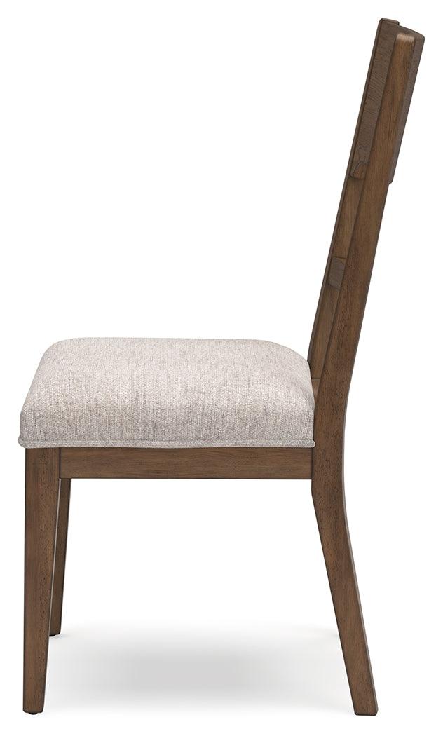 Dining chair in casual farmhouse style upholstery and wood