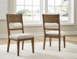 Cabalynn dining chair front face with neutral tones upholstery