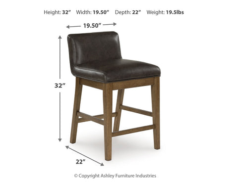 Cabalynn light brown counter height dining table with six storage barstools
