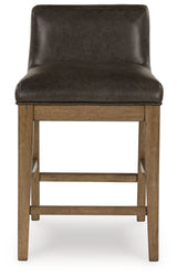 Cabalynn light brown counter height dining table with six storage barstools