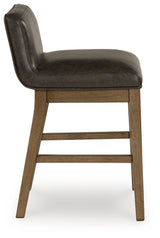 Cabalynn light brown counter height dining table with six storage barstools