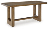 Side view of dining table with barstools