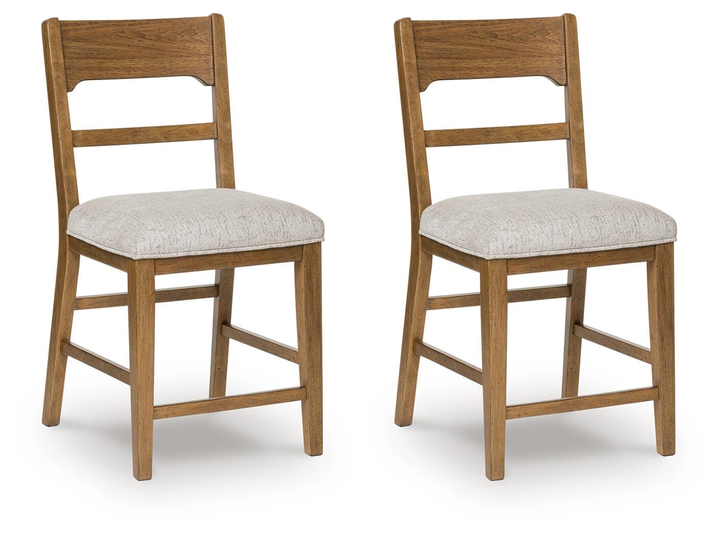 Side view of Cabalynn barstool highlighting wood frame and cushioned seat