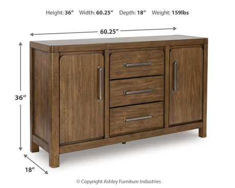 Cabalynn light brown counter height dining table with six storage barstools