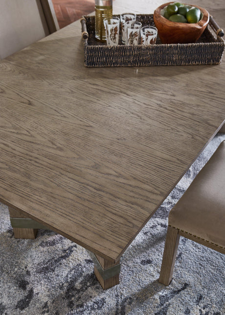 Close-up detail of Chrestner Gray Dining Table wood grain and finish